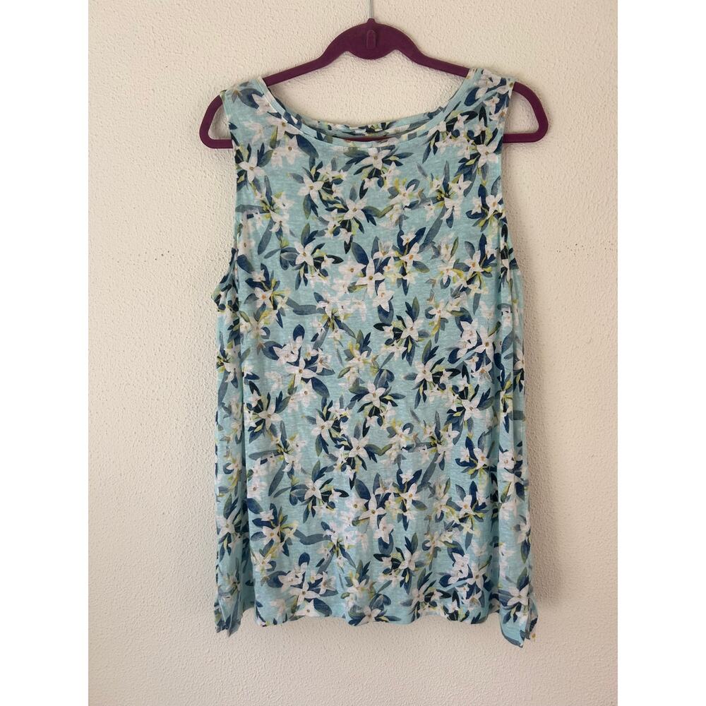 J.Jill 100% Linen Floral Tank Top